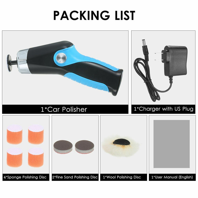 Mini Polishing Machine Car Rechargeable Buffer Polisher Cordless Cars Scratch Repair Polisher Electric Waxing Automobile Care