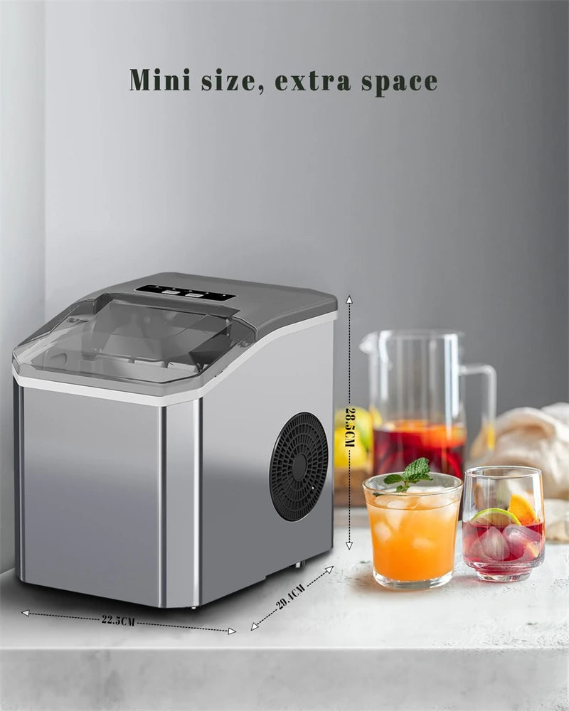 Automatic Ice Cube Maker Portable Electric Bullet Round Ice Block Making Machine 15kg/24H Family Bar Coffee Shop Kitchen Office