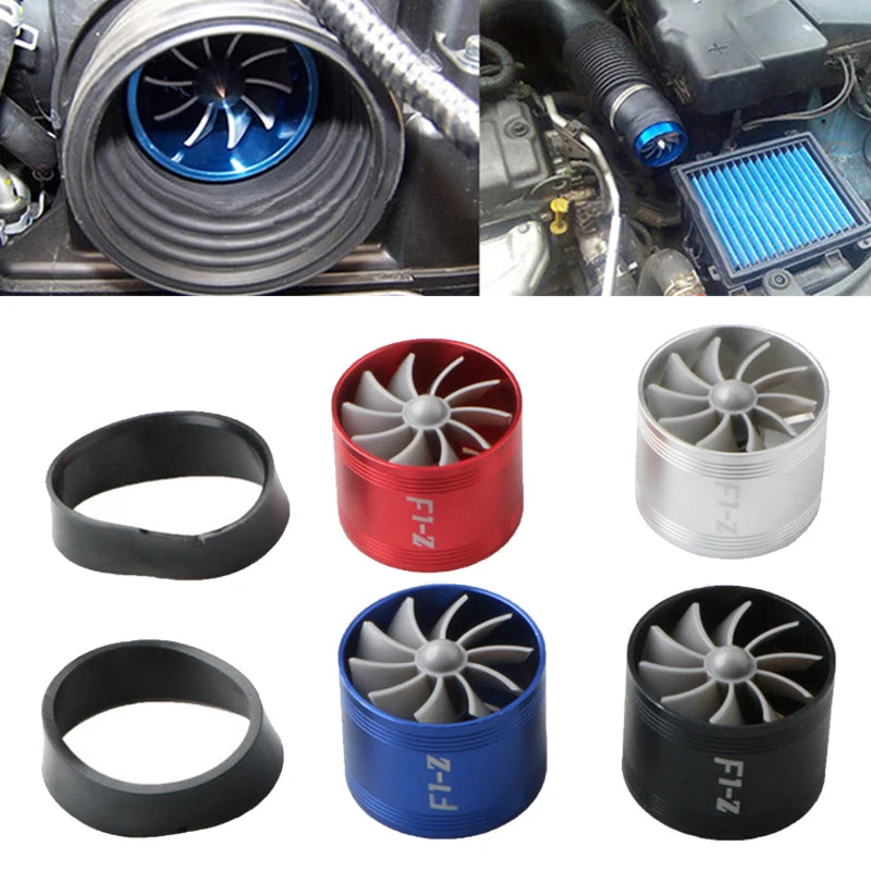 Auto Car Air Intake Turbine Refit Turbo Gas Fuel Oil Saver Fan Turbo Supercharger Turbine Fit for Air Intake Hose Dia 50*65mm