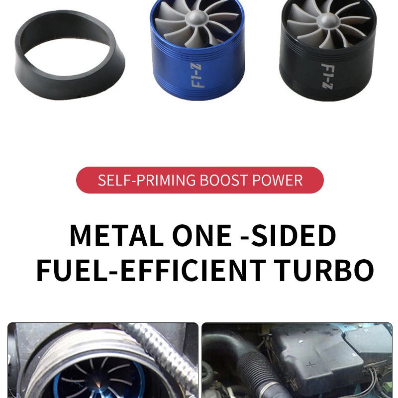 Auto Car Air Intake Turbine Refit Turbo Gas Fuel Oil Saver Fan Turbo Supercharger Turbine Fit for Air Intake Hose Dia 50*65mm