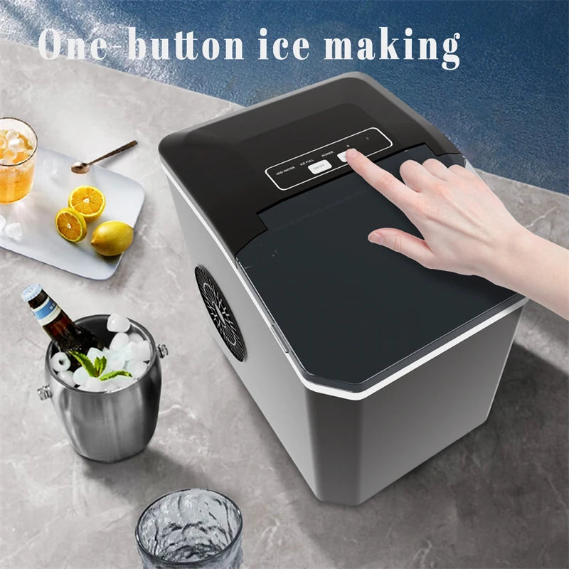 Automatic Ice Cube Maker Portable Electric Bullet Round Ice Block Making Machine 15kg/24H Family Bar Coffee Shop Kitchen Office