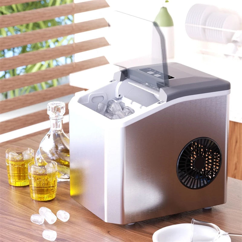 Automatic Ice Cube Maker Portable Electric Bullet Round Ice Block Making Machine 15kg/24H Family Bar Coffee Shop Kitchen Office