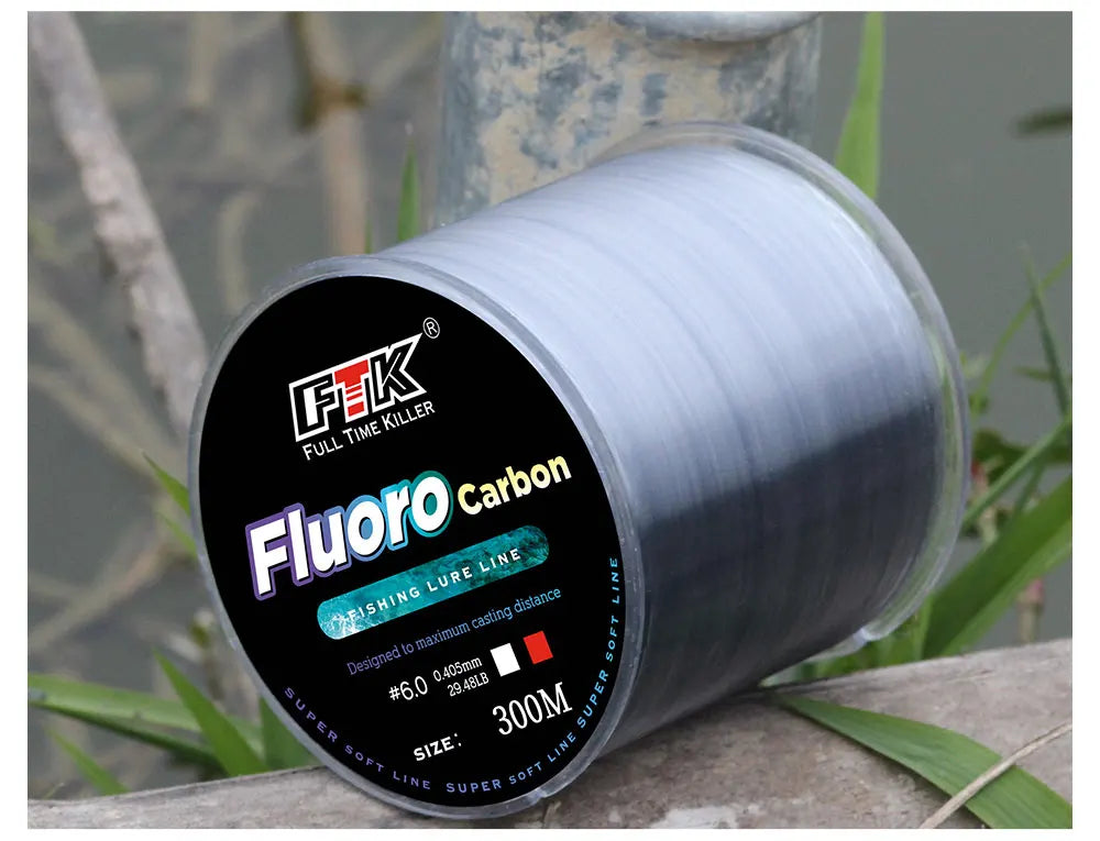 300m 500m Fluorocarbon Coating Fishing Line 4.13LB-34.32LB Carbon Fiber Leader Line Fishing Lure Wire Sinking Line Japan