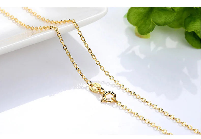 HOYON Pure 14k Gold Color Necklace Women's Neck Collar Real Gold Box/ O Cross/ Snake Bone/Water Wave/Clavicle Chain Jewelry