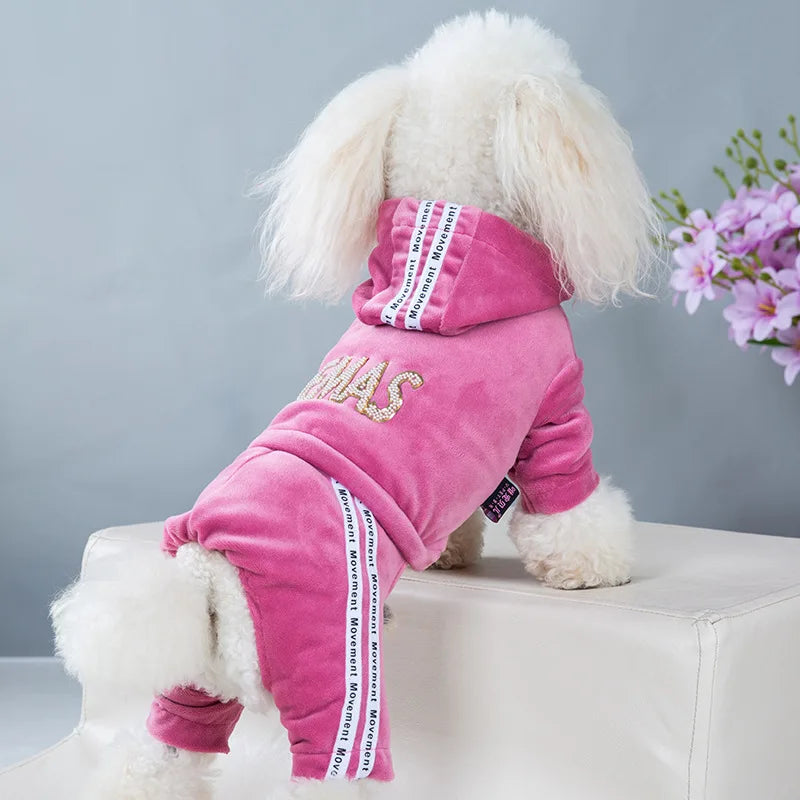 Dog Pet Sports Clothes Apparel Golden Velvet Dog Cat Jumpsuit Dog Pet Winter&Autumn Coat Classic Pet Puppy Cat Apparel 5 sizes