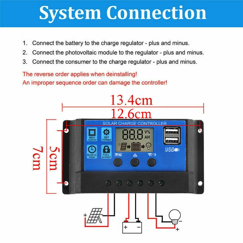 1000W Solar Panel 12V Solar Cell 10A-100A Controller Solar Panel for Phone RV Car MP3 PAD Charger Outdoor Battery Supply