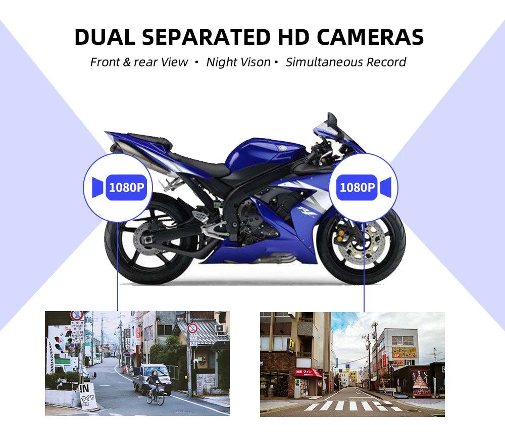 SYS VSYS Dual Motorcycle DVR 1080P Action Camera Recorder Front & Rearview Waterproof Motorcycle Dash Cam Black Night Vision Box