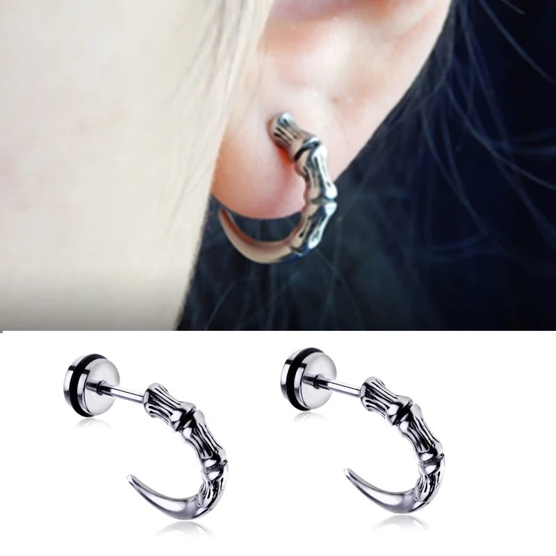 Unisex Women Men Earrings Stainless Steel Piercing Nail Screw Cross Skull Stud Earrings Punk Helix Ear Piercings Fashion Jewelry