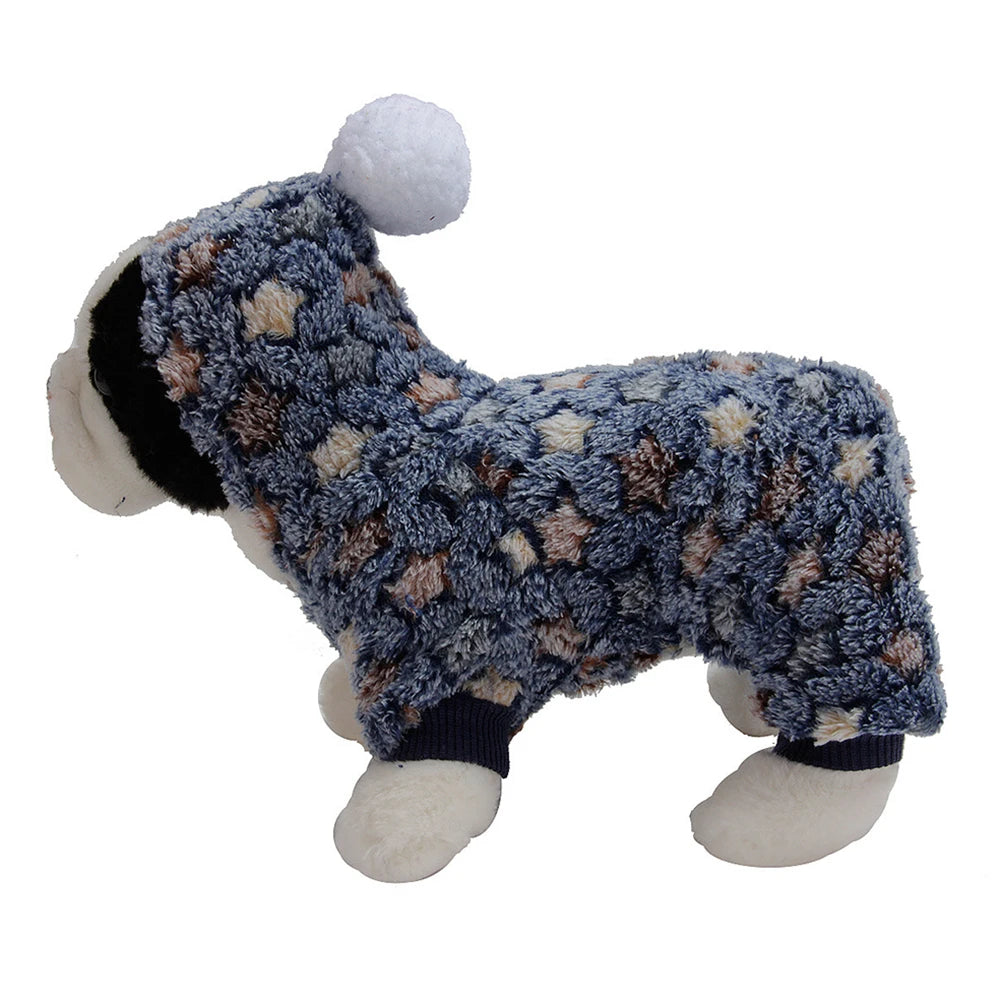 Dog Clothes Pajamas Fleece Jumpsuit Winter Dog Clothing Four Legs Warm Pet Clothing Outfit Small Dog Star Costume Apparel