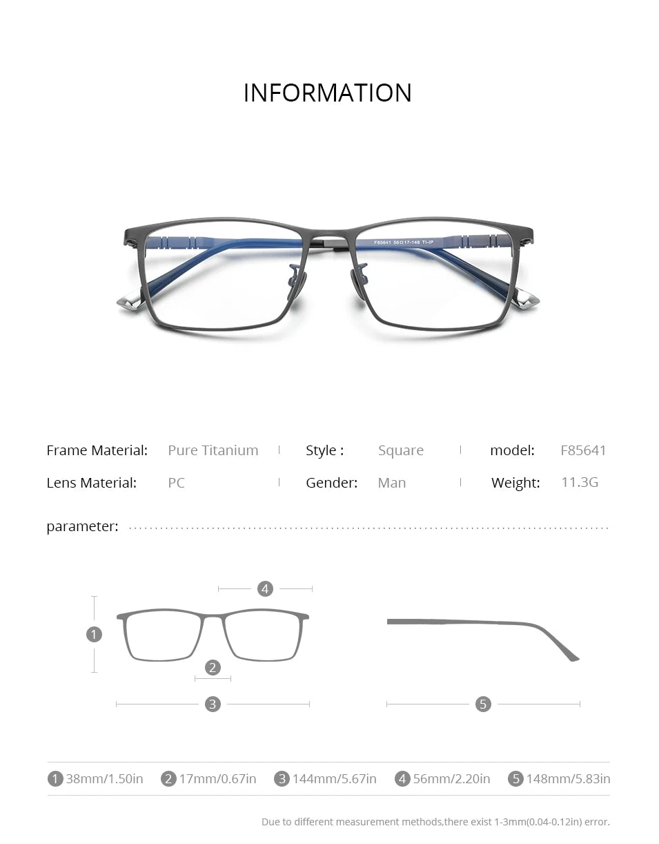 FONEX Pure Titanium Glasses Frame Men Square Eyewear 2020 New Male Classic Full Eyeglasses Frames F85641