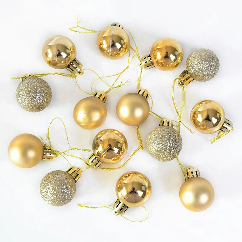 24Pcs 30mm Christmas Balls Ornaments Gold Silver Christmas Tree Hanging Decor Ball Toys 2021 New Year Xmas Party Pendant Navidad