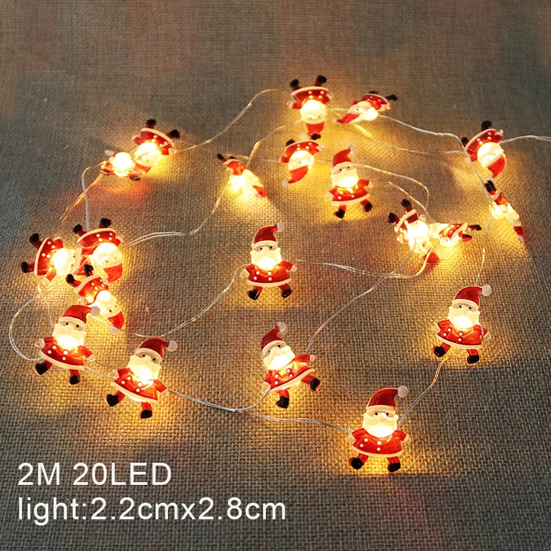 2M Snowflake Santa Claus LED Garland String Lights Merry Christmas Decoration for Home Xmas Tree Ornament Navidad Natal New Year