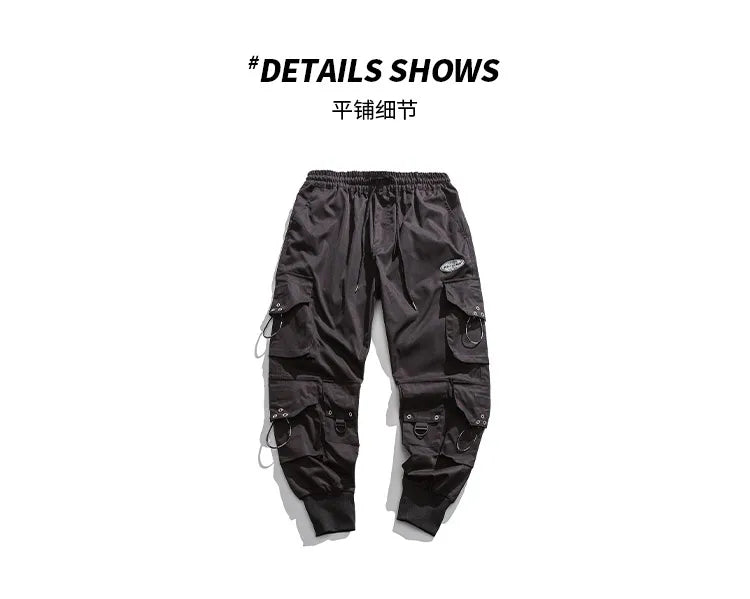 HOUZHOU Black Cargo Pants Men Joggers Hip Hop Techwear Pants Hippie Cargo Trousers for Men Streetwear Plus Size Pockets Oversize