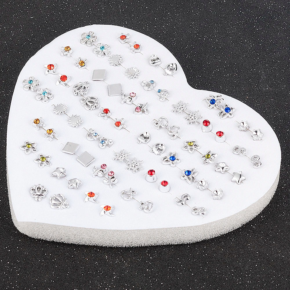 New Fashion Cute Female Girl Student Resin Plastic Flower Star Stud Earring Set Multi-style Jewelry 12~36 Pairs Jewelry Gift