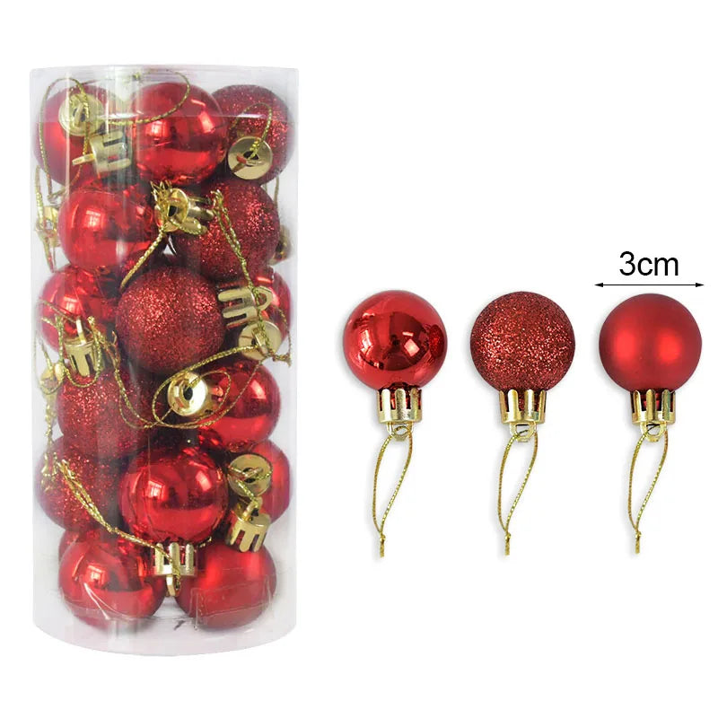 24Pcs 30mm Christmas Balls Ornaments Gold Silver Christmas Tree Hanging Decor Ball Toys 2021 New Year Xmas Party Pendant Navidad