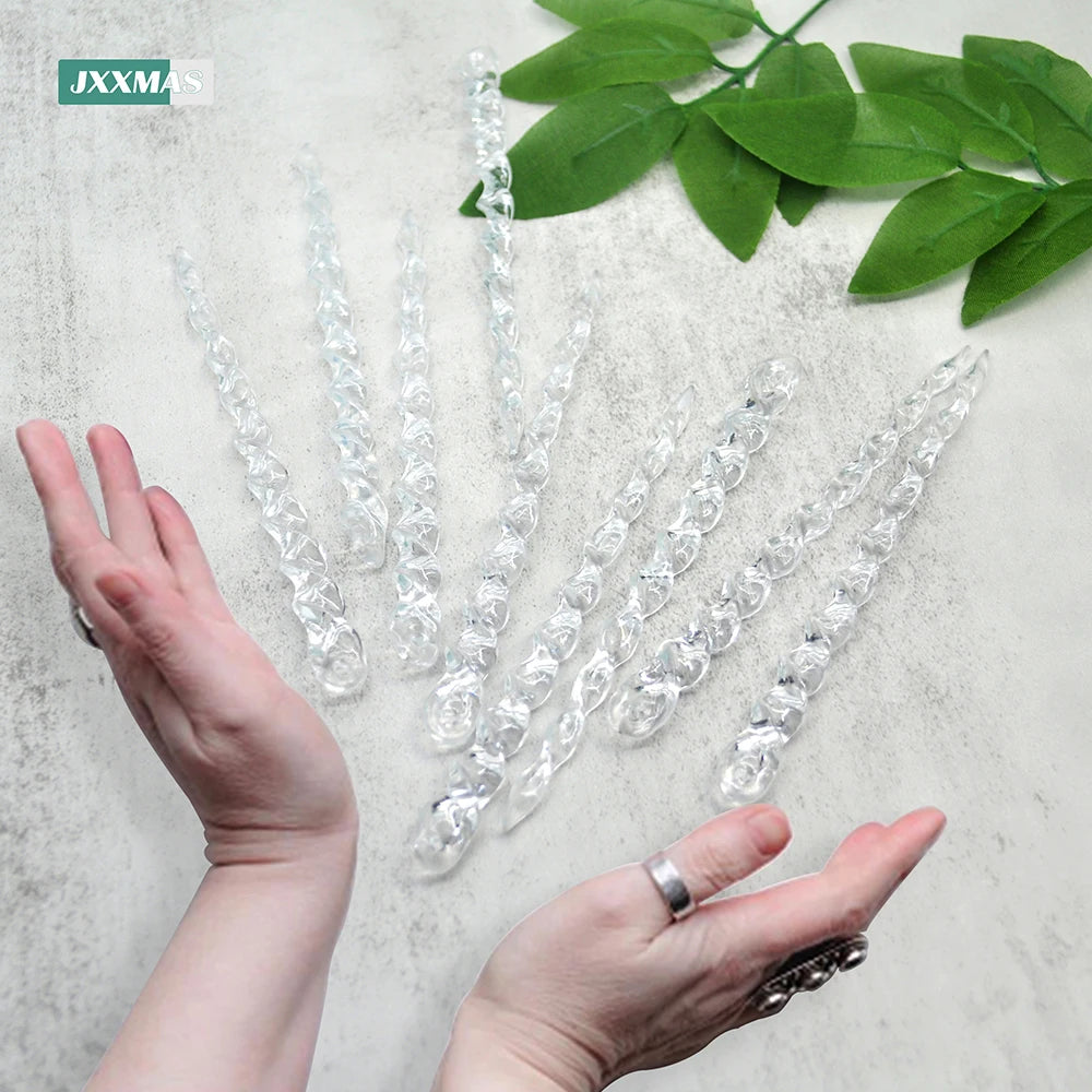 12PCS Christmas Simulation Ice Xmas Tree Pendant New Product Fake Icicle Winter Party Christmas New Year Decoration Navidad 13cm