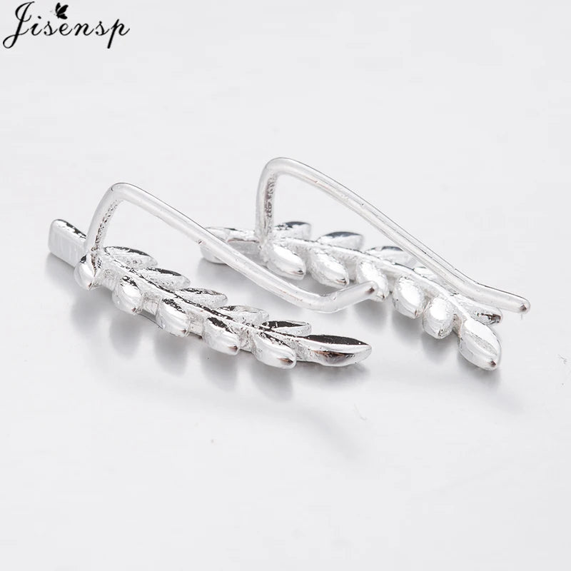 Jisensp Boho Vintage Botanical Leaf Ear Climbers Statement Stud Earrings for Women Bridal Jewelry Leaves Branch Ear Crawlers