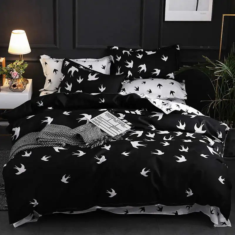 2/3 pieces of black marble pattern sanding bedding set, duvet cover pillowase bedroom bed set,king queen Double full twin size