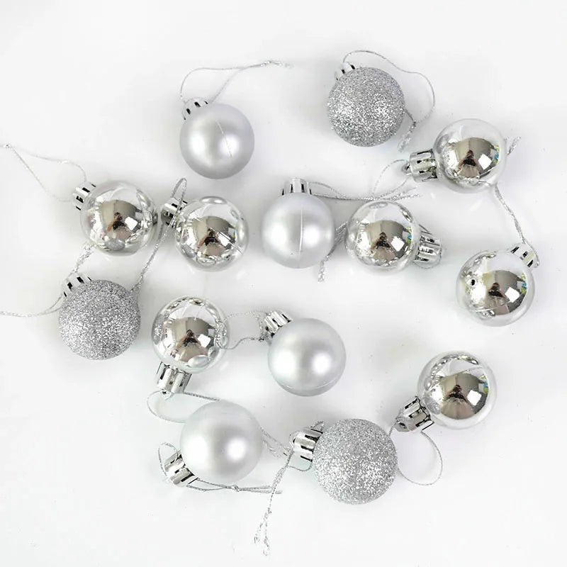 24Pcs 30mm Christmas Balls Ornaments Gold Silver Christmas Tree Hanging Decor Ball Toys 2021 New Year Xmas Party Pendant Navidad