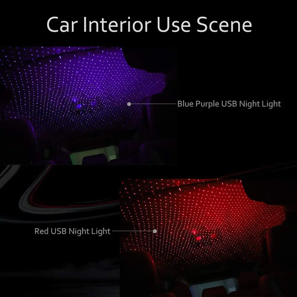 Mini LED Car Roof Star Night Light Projector Atmosphere Galaxy Lamp USB Decorative Adjustable for Auto Roof Room Ceiling Decor