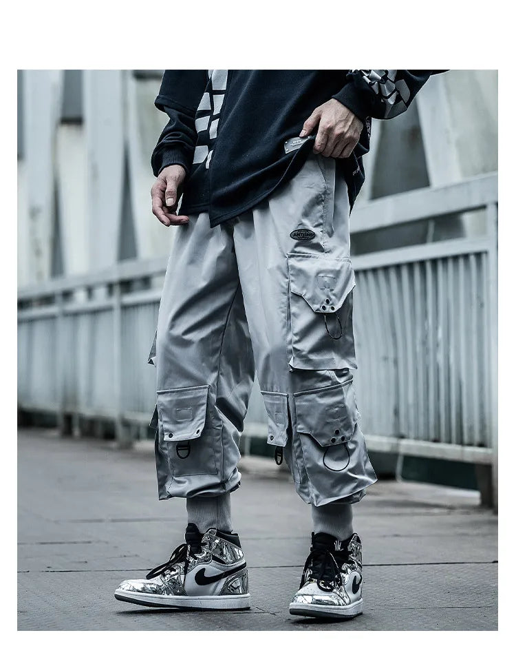 HOUZHOU Black Cargo Pants Men Joggers Hip Hop Techwear Pants Hippie Cargo Trousers for Men Streetwear Plus Size Pockets Oversize