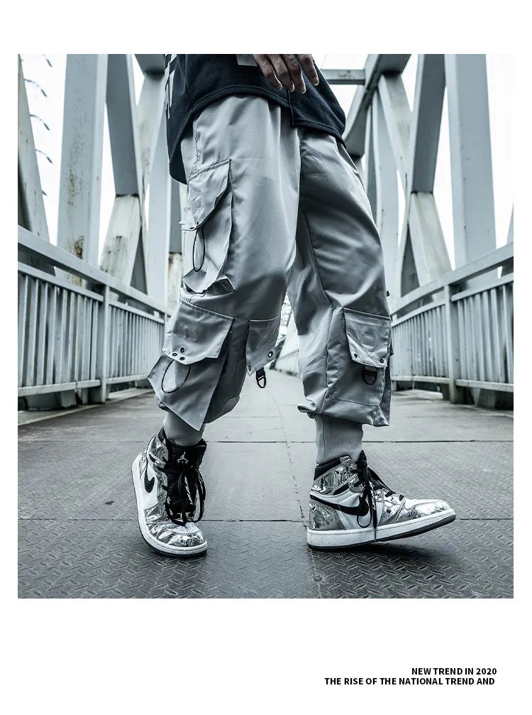 HOUZHOU Black Cargo Pants Men Joggers Hip Hop Techwear Pants Hippie Cargo Trousers for Men Streetwear Plus Size Pockets Oversize