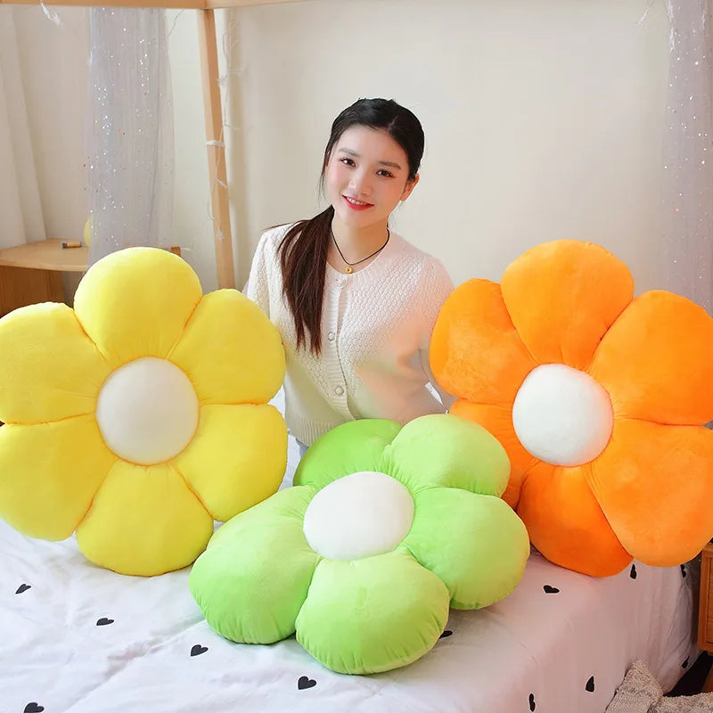 30-65cm Kawaii Colorful Flower Plush Pillow Cushion Soft Sunflower Plant Mat Stuffed Sofa Bed Sleeping Back Cushion Decor Gifts