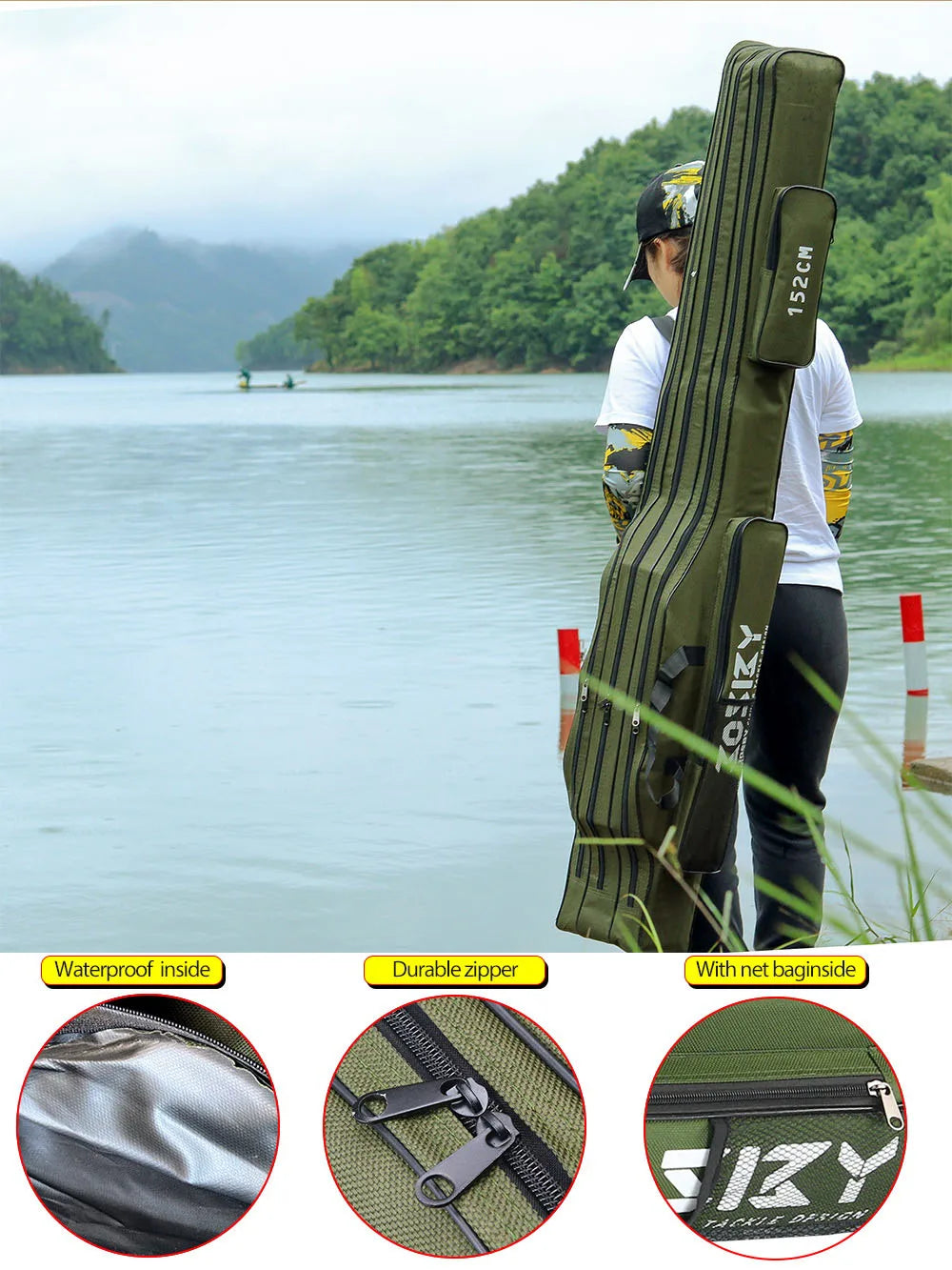 PROXPEHigh Quality Multi-purpose Oxford Cloth foldable Fishing Rod Bags Fishing Pole Tools Fishing Gear Tools 60-150/152/180CM