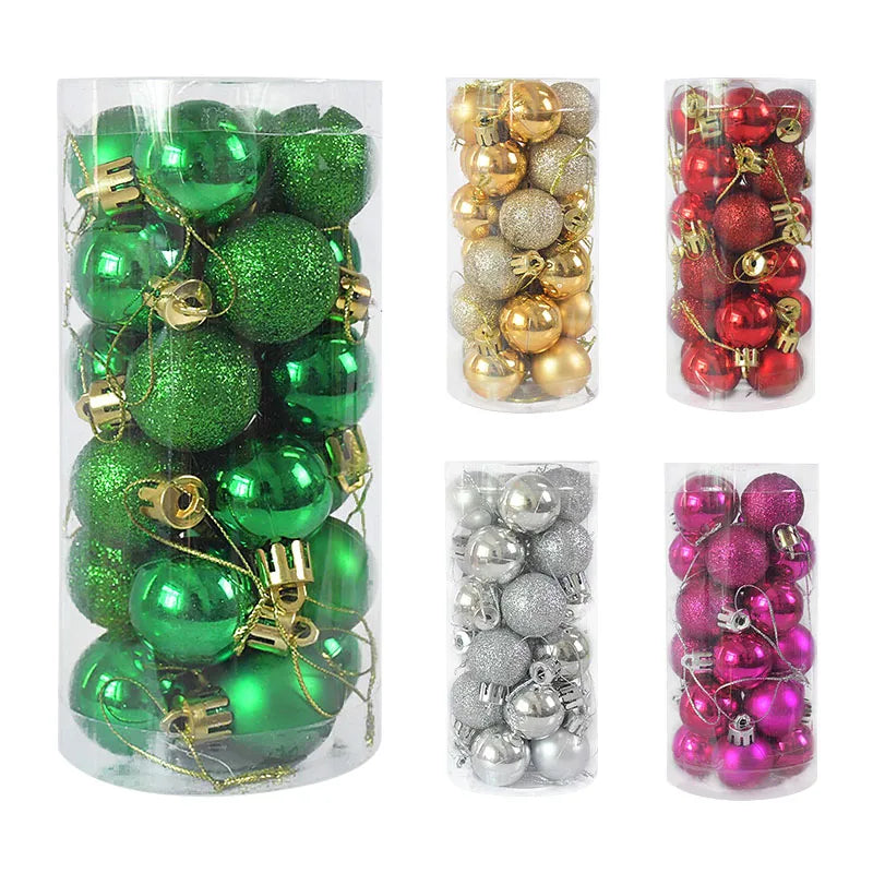 24Pcs 30mm Christmas Balls Ornaments Gold Silver Christmas Tree Hanging Decor Ball Toys 2021 New Year Xmas Party Pendant Navidad