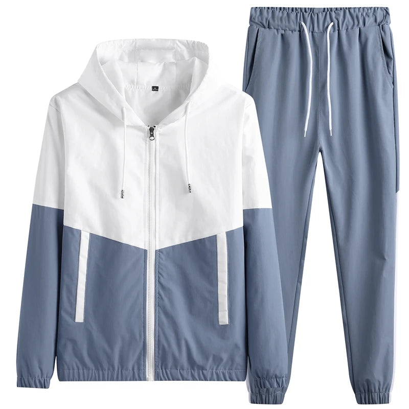 Men Tracksuit Casual Joggers Hooded Sportswear Jackets And Pants 2 Piece Sets Hip Hop Running Sports Suit