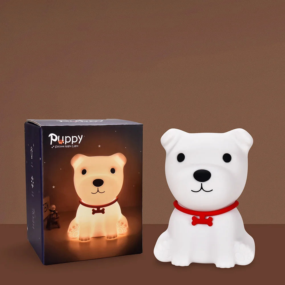 Dog Night Light Touch Sensor Colorful Silicone Puppy Lamp USB Rechargeable Bedroom LED Night Lamp for Children Baby Gift