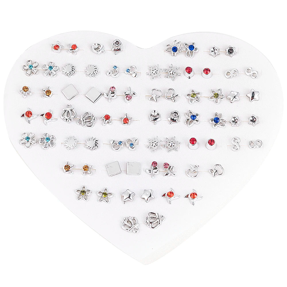 New Fashion Cute Female Girl Student Resin Plastic Flower Star Stud Earring Set Multi-style Jewelry 12~36 Pairs Jewelry Gift