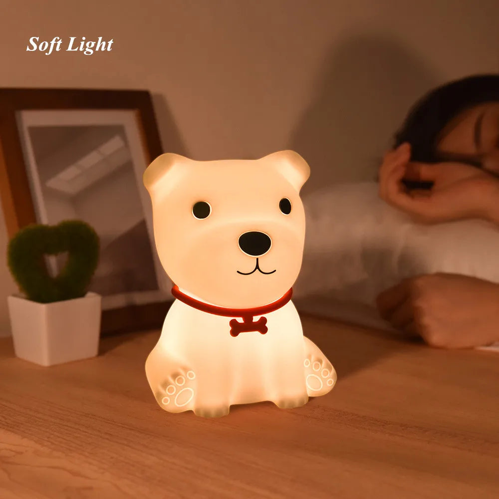 Dog Night Light Touch Sensor Colorful Silicone Puppy Lamp USB Rechargeable Bedroom LED Night Lamp for Children Baby Gift