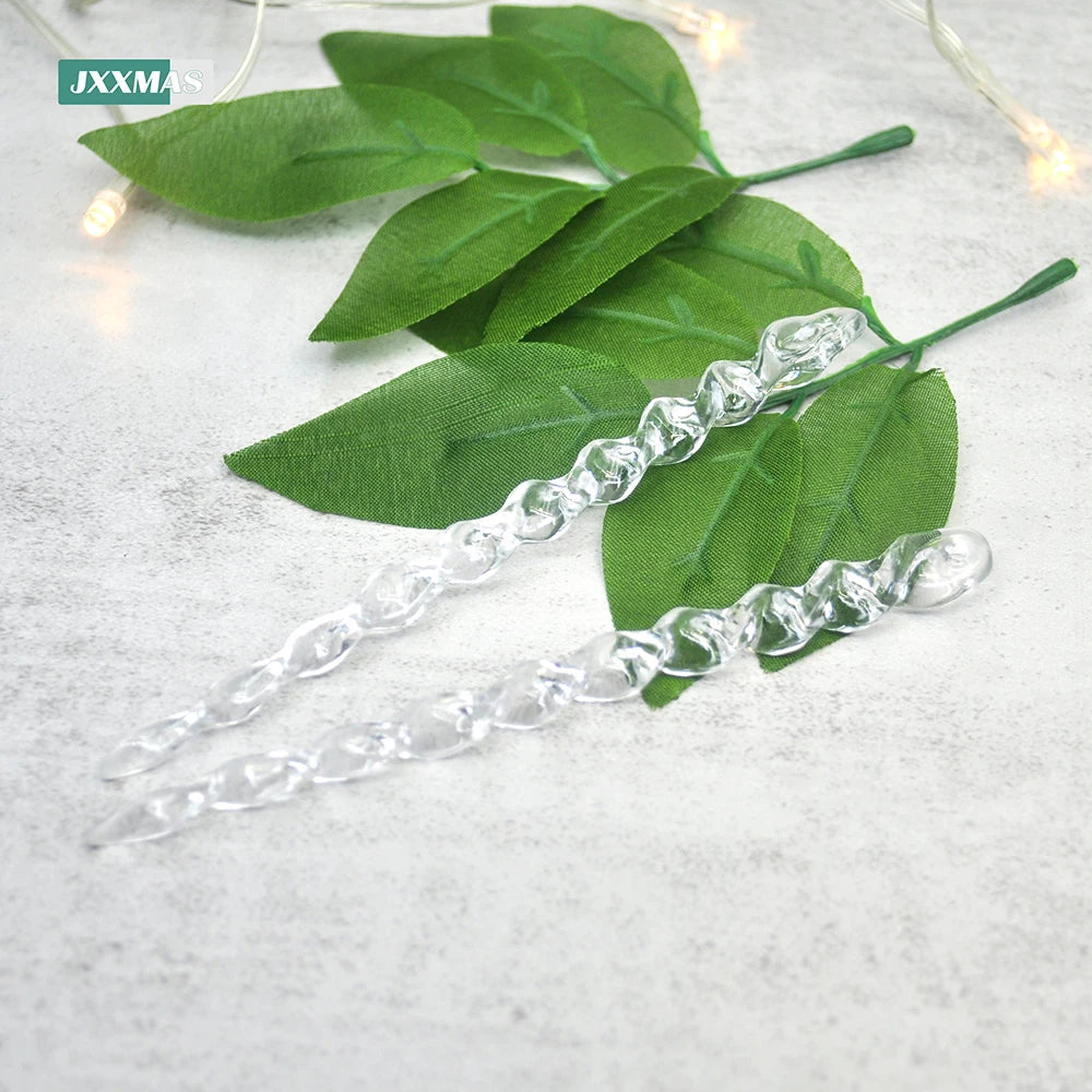 12PCS Christmas Simulation Ice Xmas Tree Pendant New Product Fake Icicle Winter Party Christmas New Year Decoration Navidad 13cm