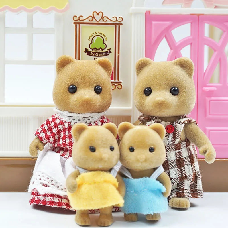 1:12  Forest Animal Family Mini  Rabbit Bear Panda doll girl play house doll setForest Family Villa Furniture Set Toys