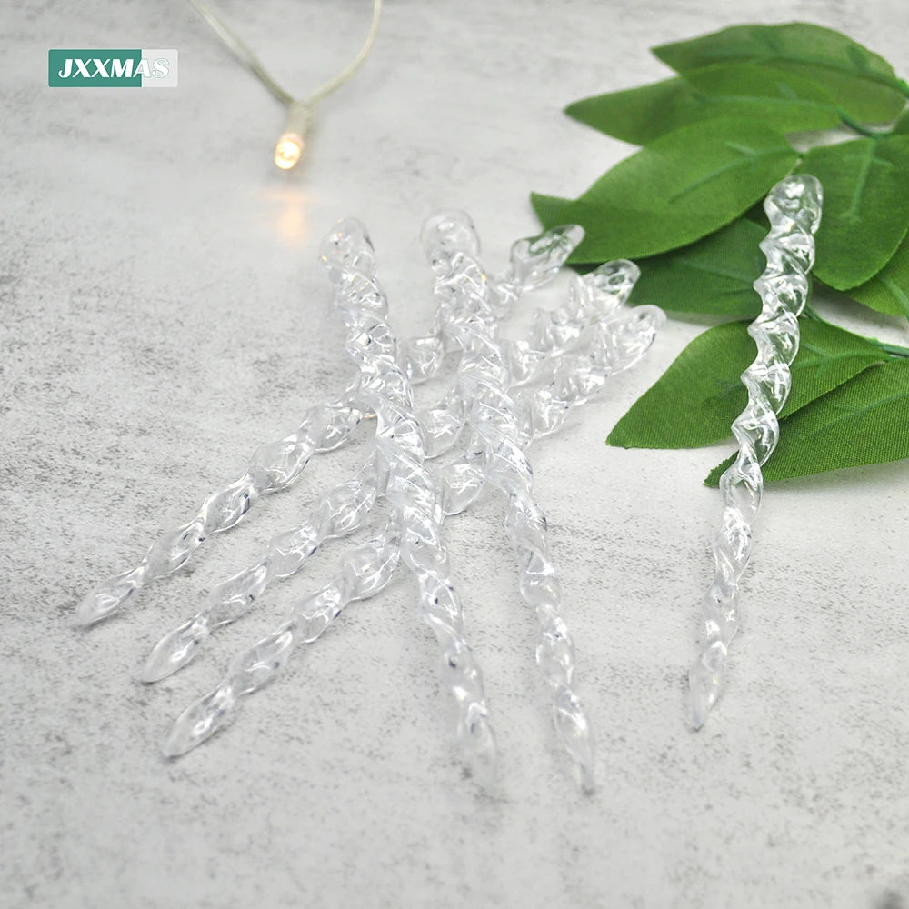 12PCS Christmas Simulation Ice Xmas Tree Pendant New Product Fake Icicle Winter Party Christmas New Year Decoration Navidad 13cm