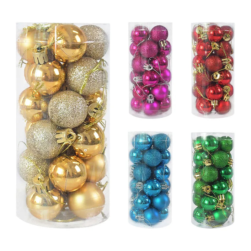 24Pcs 30mm Christmas Balls Ornaments Gold Silver Christmas Tree Hanging Decor Ball Toys 2021 New Year Xmas Party Pendant Navidad