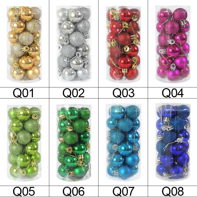 24Pcs 30mm Christmas Balls Ornaments Gold Silver Christmas Tree Hanging Decor Ball Toys 2021 New Year Xmas Party Pendant Navidad