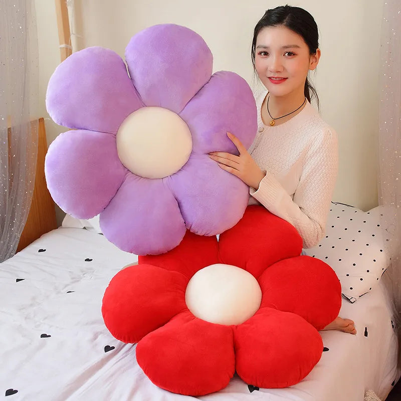 30-65cm Kawaii Colorful Flower Plush Pillow Cushion Soft Sunflower Plant Mat Stuffed Sofa Bed Sleeping Back Cushion Decor Gifts