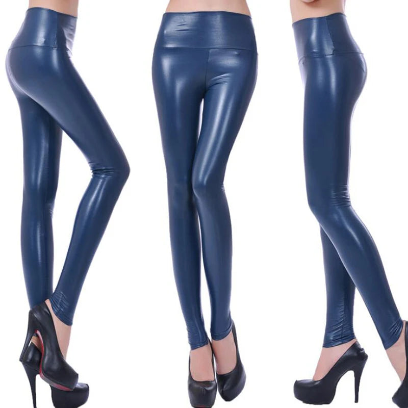 Trendy New Oversized WOMEN'S Leggings, High Waisted Tight and Sexy PU Leather Pants, Colorful Yoga Pants for Women