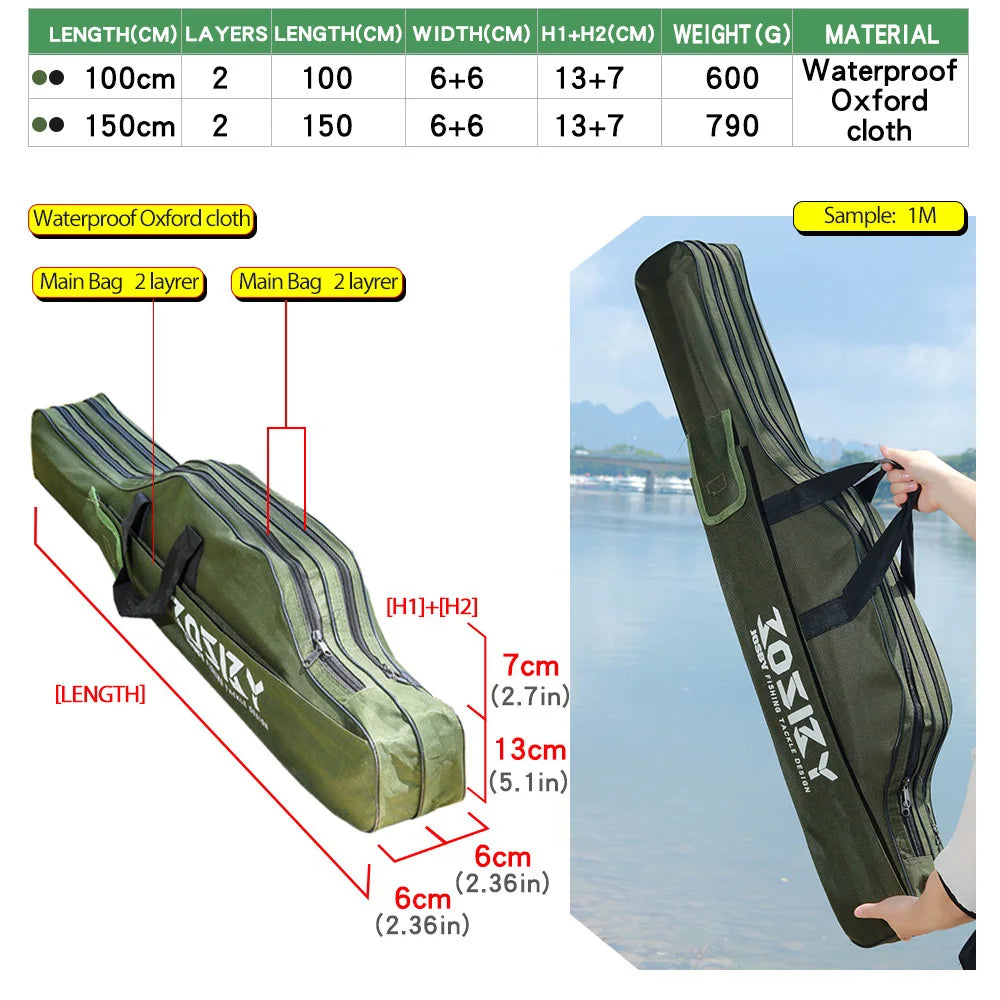 PROXPEHigh Quality Multi-purpose Oxford Cloth foldable Fishing Rod Bags Fishing Pole Tools Fishing Gear Tools 60-150/152/180CM