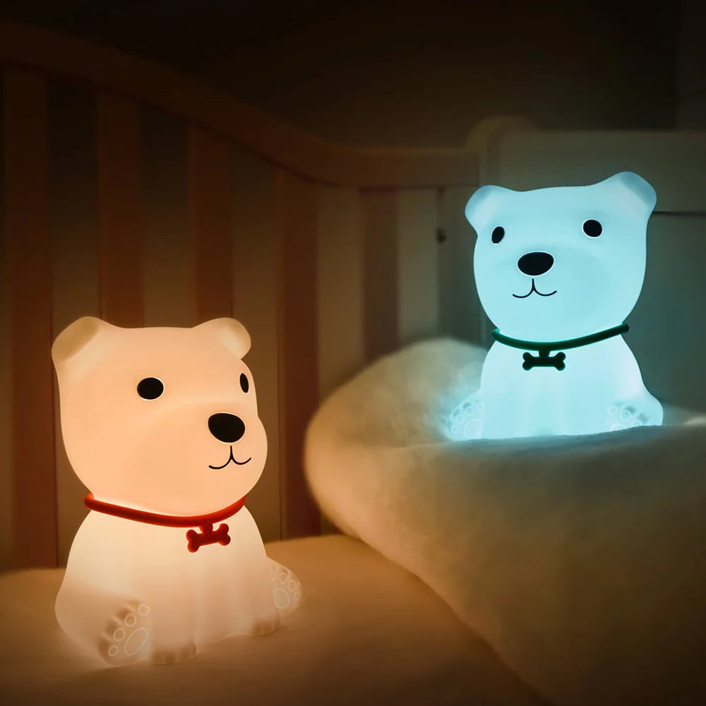 Dog Night Light Touch Sensor Colorful Silicone Puppy Lamp USB Rechargeable Bedroom LED Night Lamp for Children Baby Gift