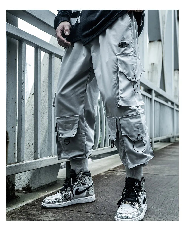 HOUZHOU Black Cargo Pants Men Joggers Hip Hop Techwear Pants Hippie Cargo Trousers for Men Streetwear Plus Size Pockets Oversize