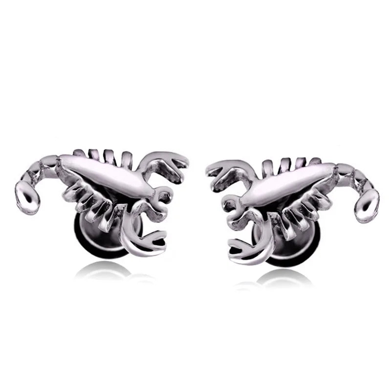 Unisex Women Men Earrings Stainless Steel Piercing Nail Screw Cross Skull Stud Earrings Punk Helix Ear Piercings Fashion Jewelry