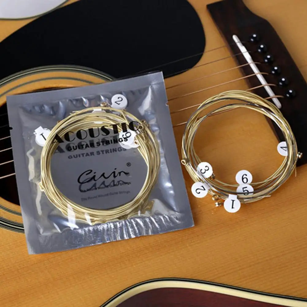 6pcs/set Universal Acoustic Guitar String Brass Hexagonal Steel Core Strings For Musical Instruments Guitars Strings Guitar Part