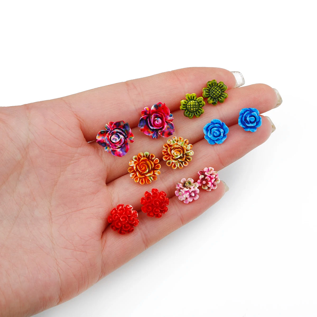 36/18/12Pairs Earrings Mixed Styles Rhinestone Sun Flower Geometric Animal Plastic Stud Earrings Set For Women Girls Jewelry