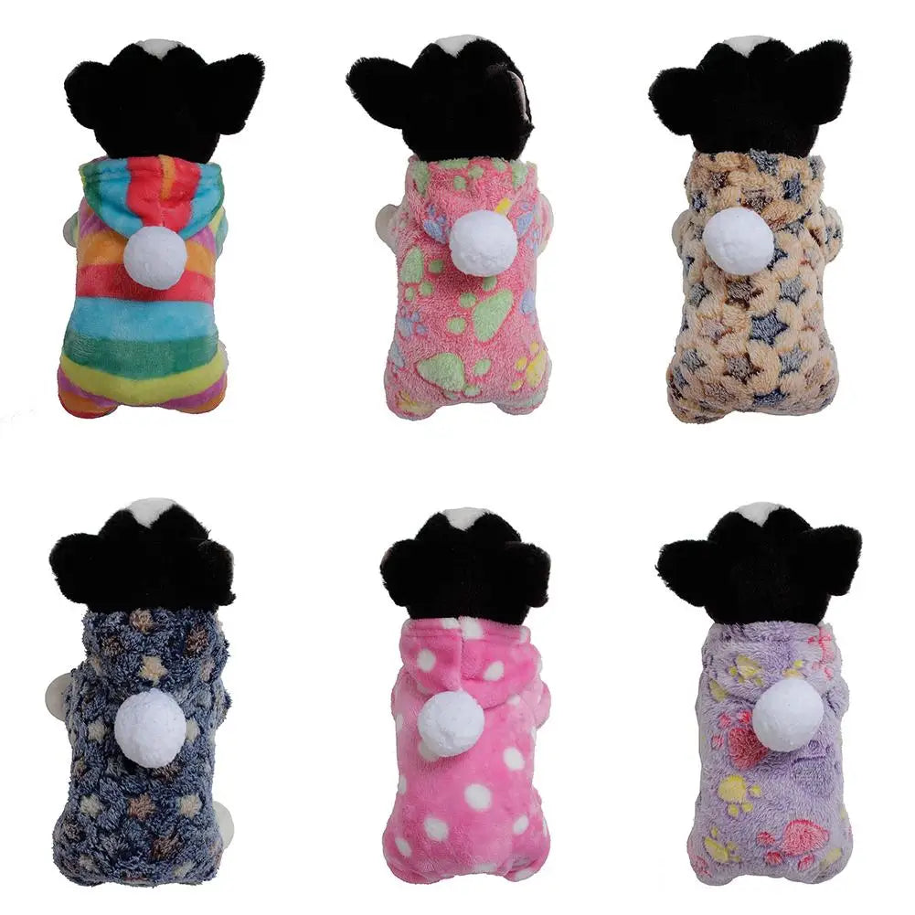 Dog Clothes Pajamas Fleece Jumpsuit Winter Dog Clothing Four Legs Warm Pet Clothing Outfit Small Dog Star Costume Apparel