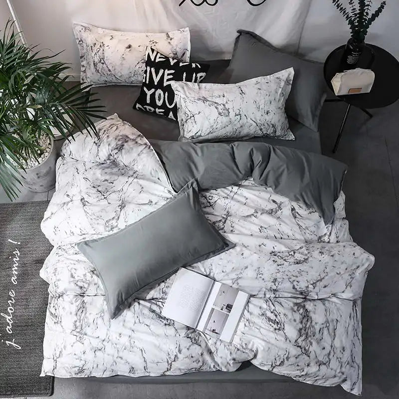 2/3 pieces of black marble pattern sanding bedding set, duvet cover pillowase bedroom bed set,king queen Double full twin size