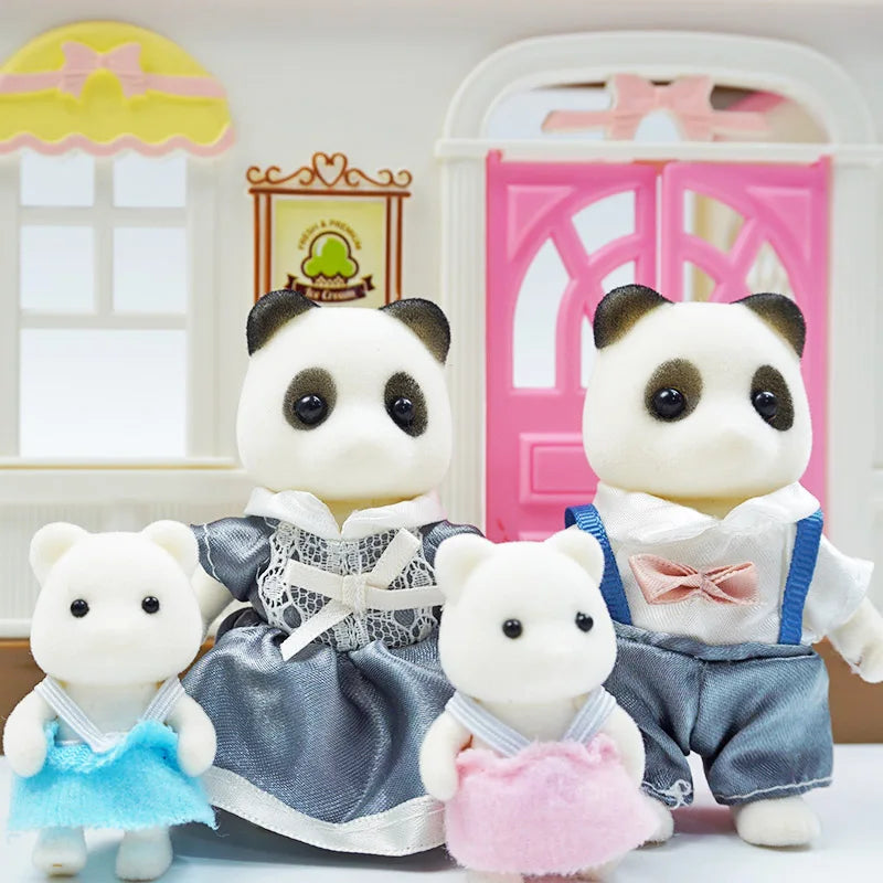 1:12  Forest Animal Family Mini  Rabbit Bear Panda doll girl play house doll setForest Family Villa Furniture Set Toys