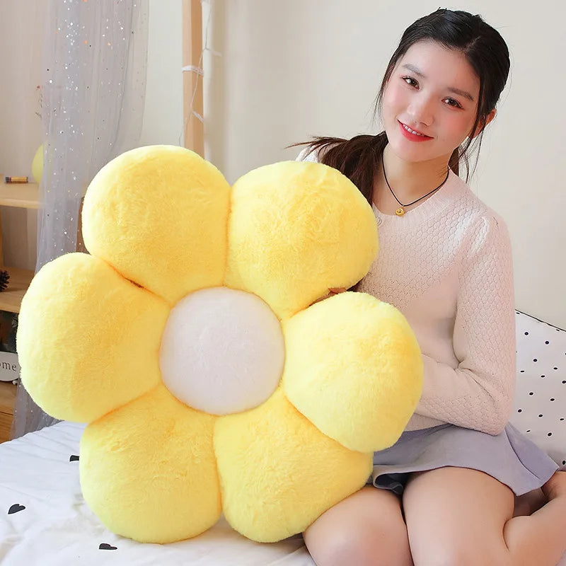 30-65cm Kawaii Colorful Flower Plush Pillow Cushion Soft Sunflower Plant Mat Stuffed Sofa Bed Sleeping Back Cushion Decor Gifts